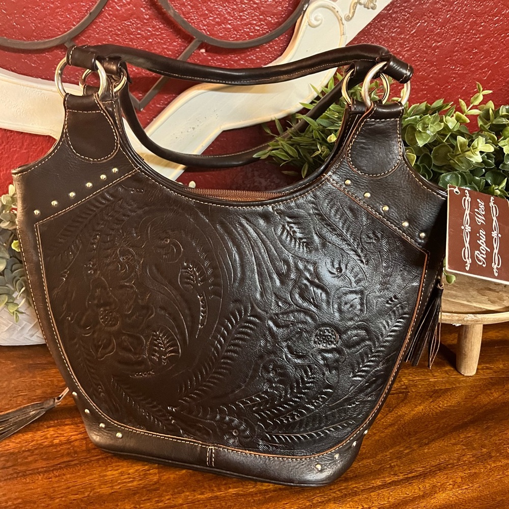 Ropin West Conceal Carry Leather Brown Purse